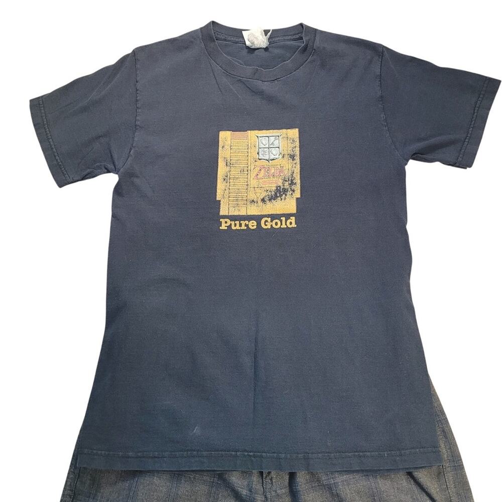 VTG Y2K 2000s Zelda Pure Gold Game Cartridge T Shirt Mens Small Nintendo NES